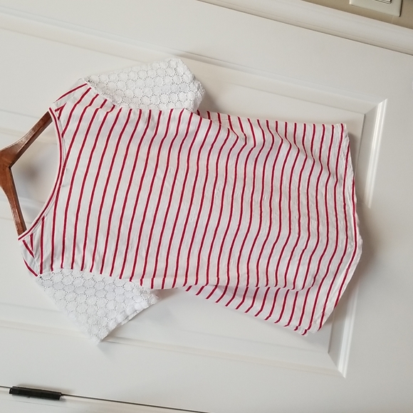 Hinge red and white striped tee sz L - Picture 5 of 6